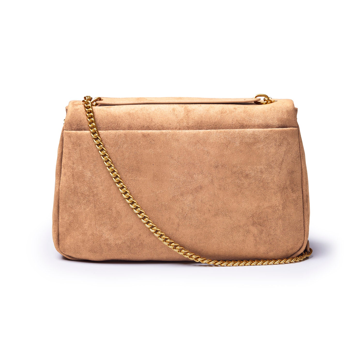 MEDIUM SUEDE FLAP BAG - TAN