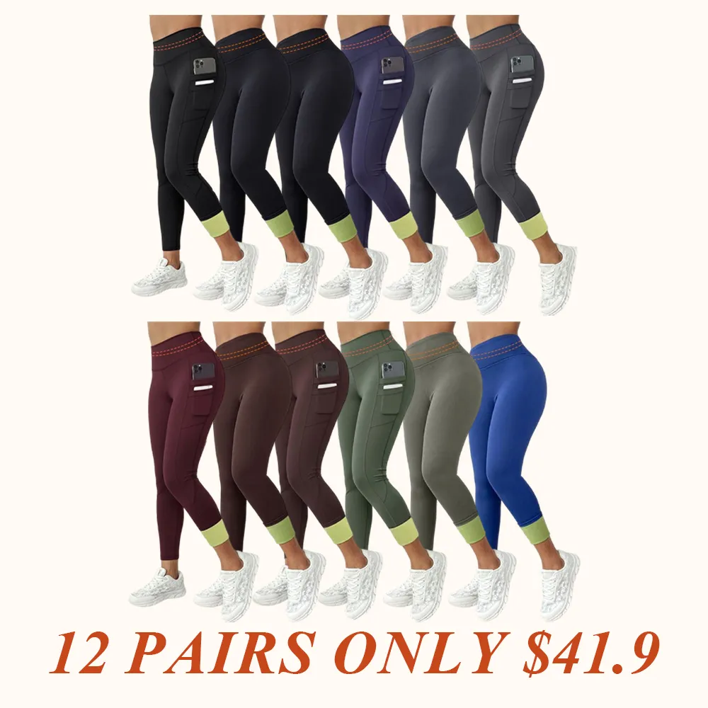 Women‘s Fleece Lined Active Pants Thick Soft Tummy Control Termal Warm Winter Shaping Pants