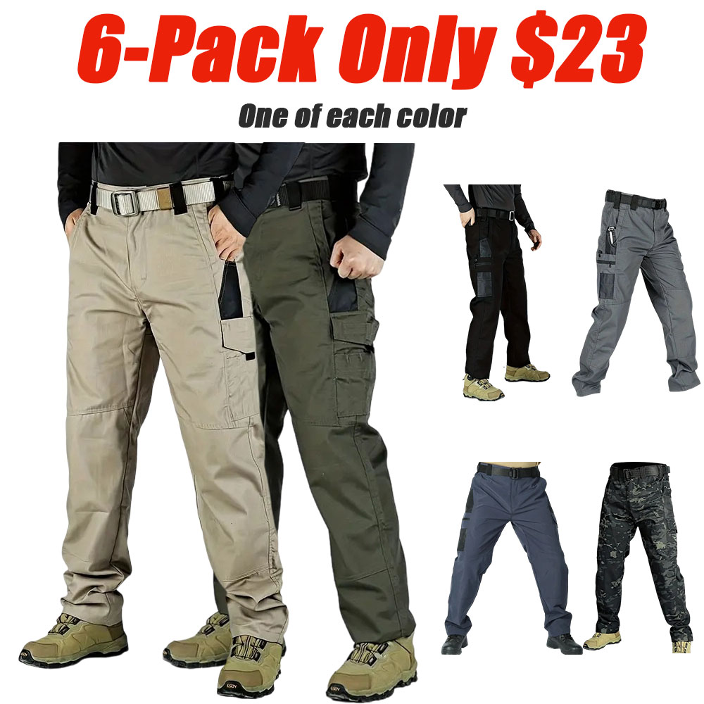 Men's Solid Color Tactical Work Pants,230g/m² new fabric，with Multiple Pockets and Zipper Closures, Durable Outdoor Training Pants, Available in Multiple Colors
