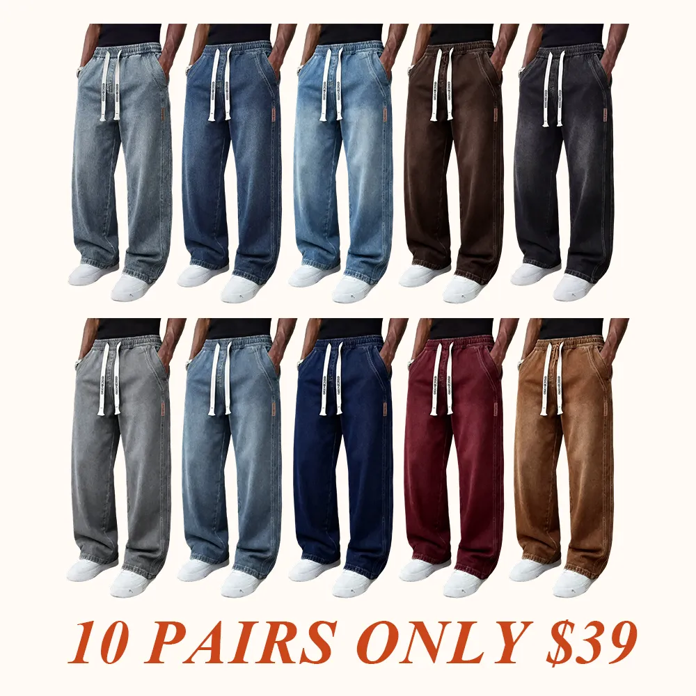 Men’s Stretch Denim Jeans — Vintage Washed Straight-Leg Fit