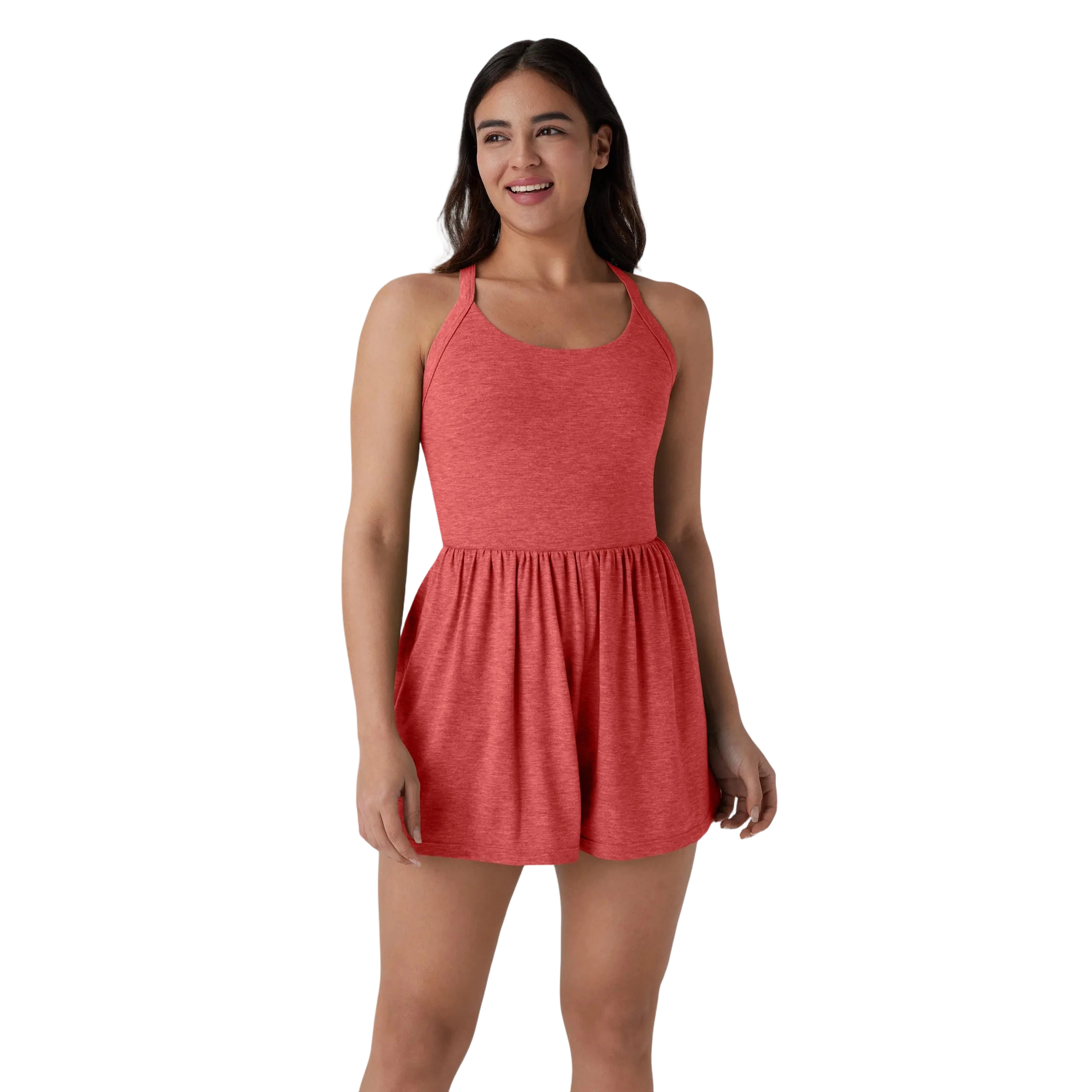 Women’s Backless Twisted 2-in-1 Resort Romper with Built-In Shorts & Pockets