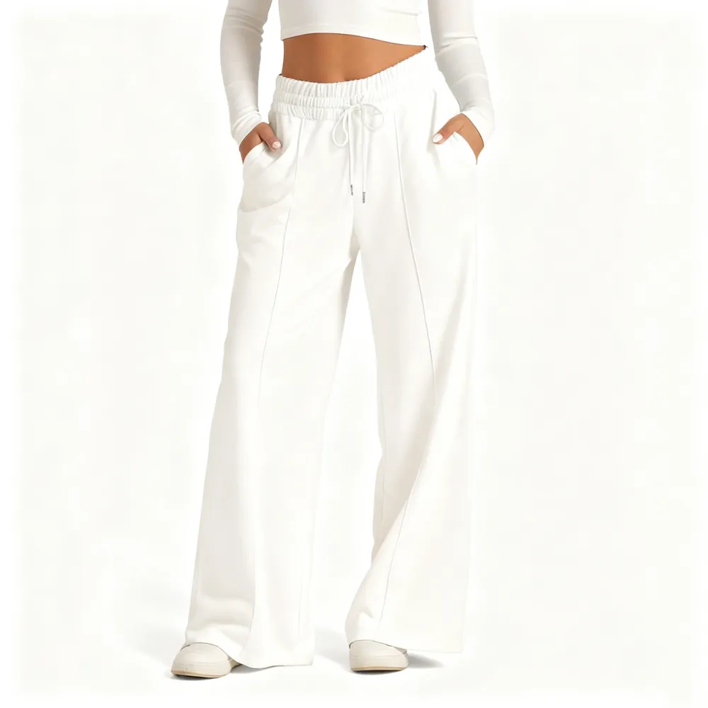 Women's Simple Design Straight Leg Drawstring Baggy Lounge Pants