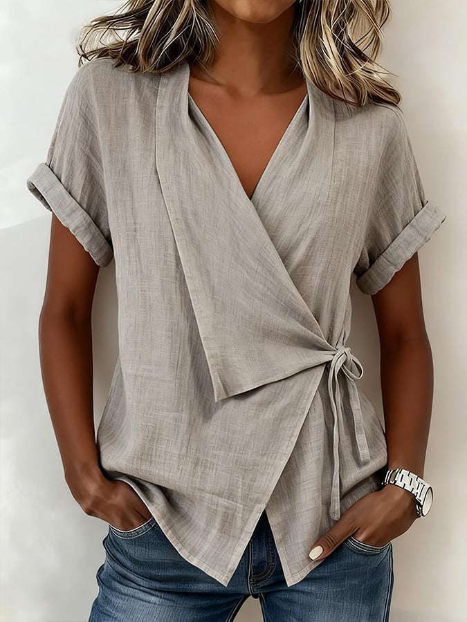 Women'S Casual Solid Short-Sleeved Top