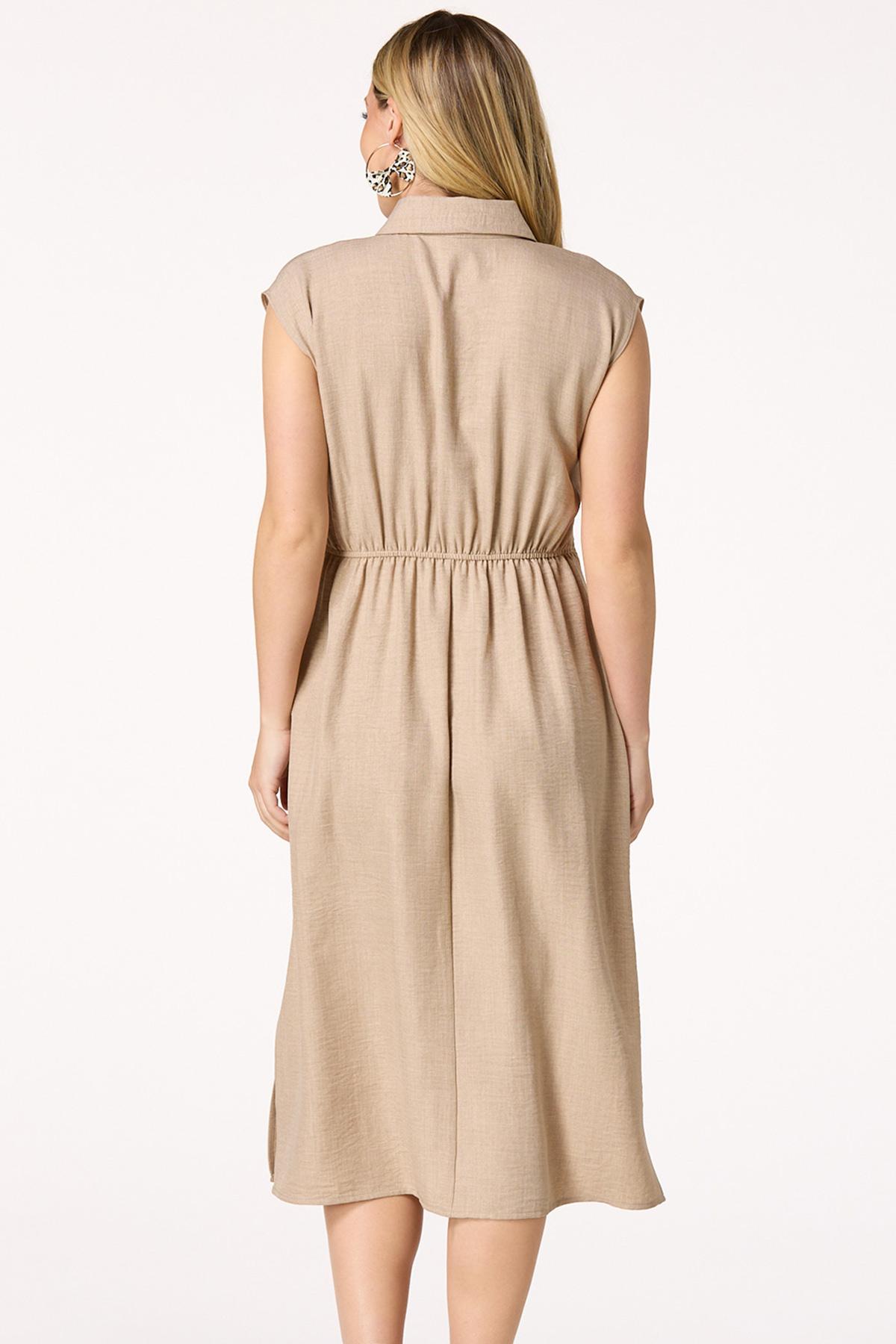 Natural Tie Waist Midi Dress