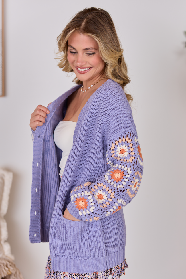 Posie Crochet Purple Sweater