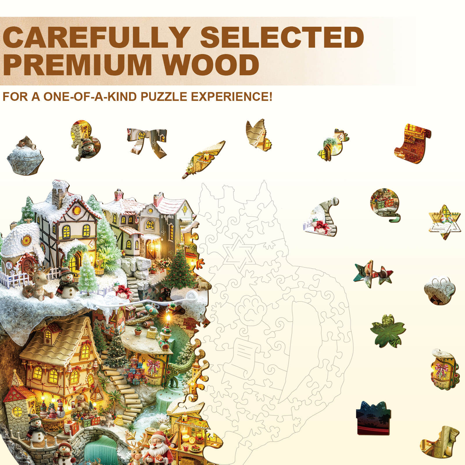 Christmas coffee cup Wooden Jigsaw Puzzle