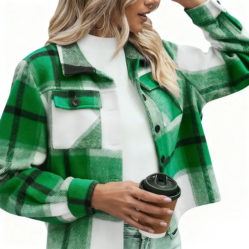 Women's Vintage Flannel Plaid Jacket