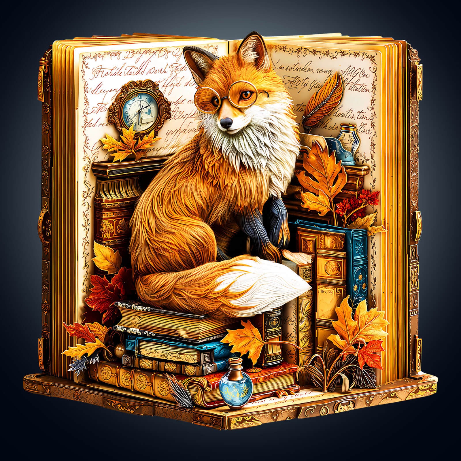 Book Fox Wooden Jigsaw Puzzle
