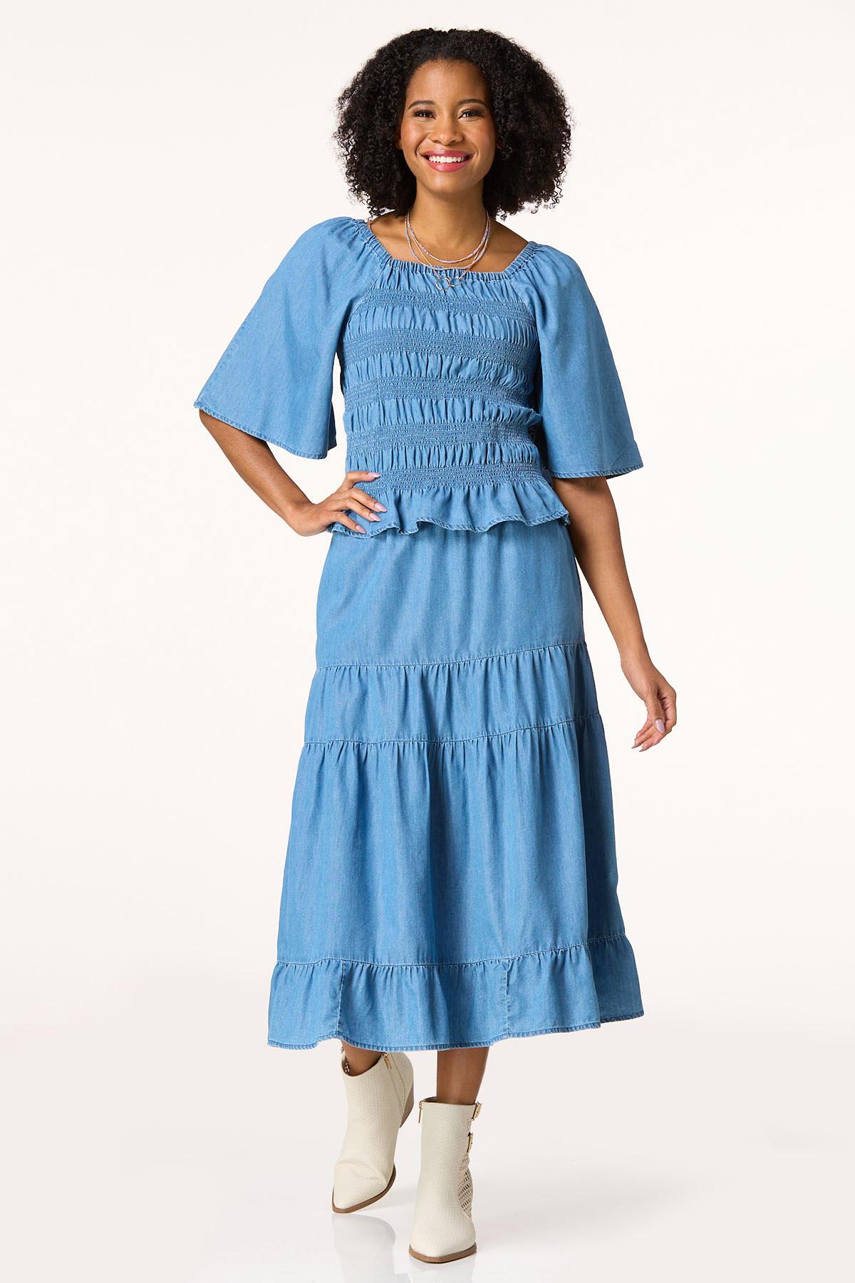 Smocked Chambray Top