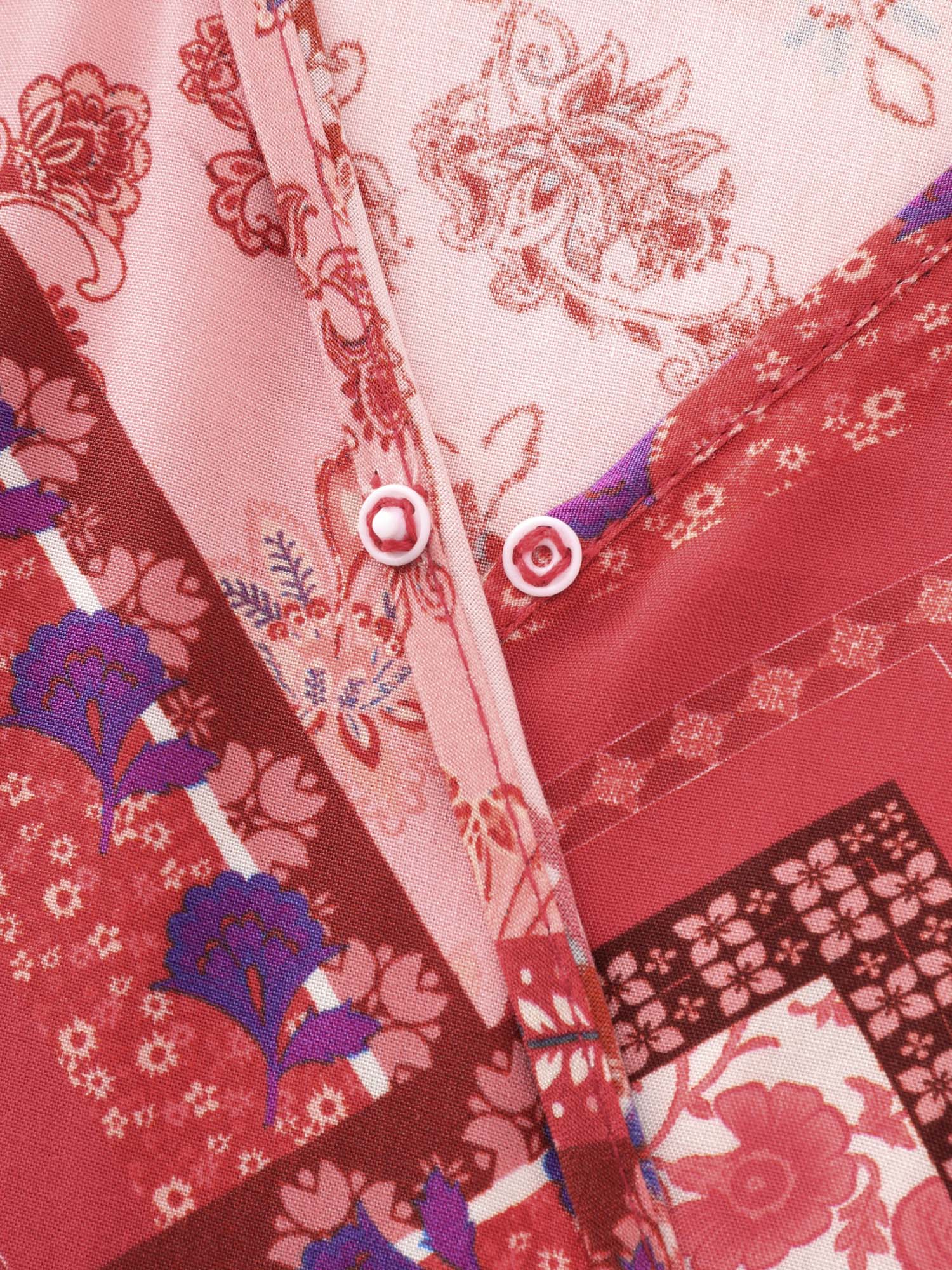 Supersoft Floral Patchwork Print Waist-Tie Midi Dress