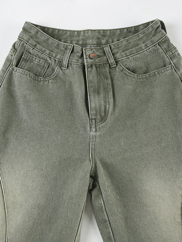 Distressed Wide Leg Low Rise Jeans