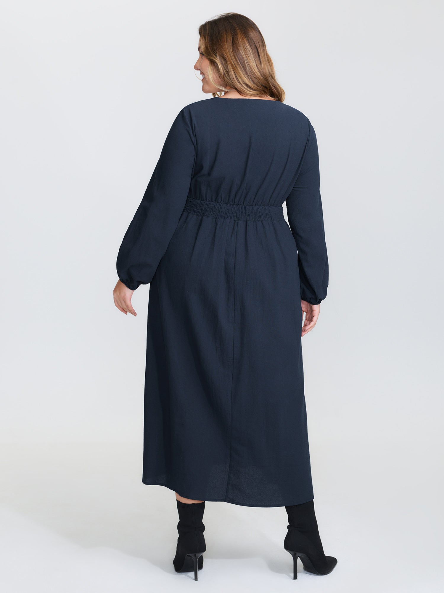 Pure Cotton Cross-Tie Neckline Midi Dress