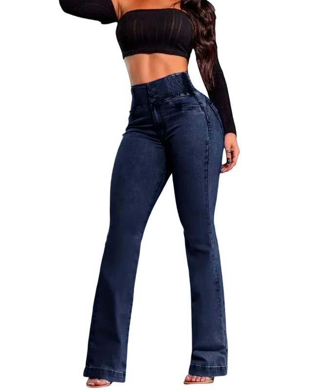 2026 Elastic Waist High Waist Stretch Tights Slightly Flared Hip Lift Denim