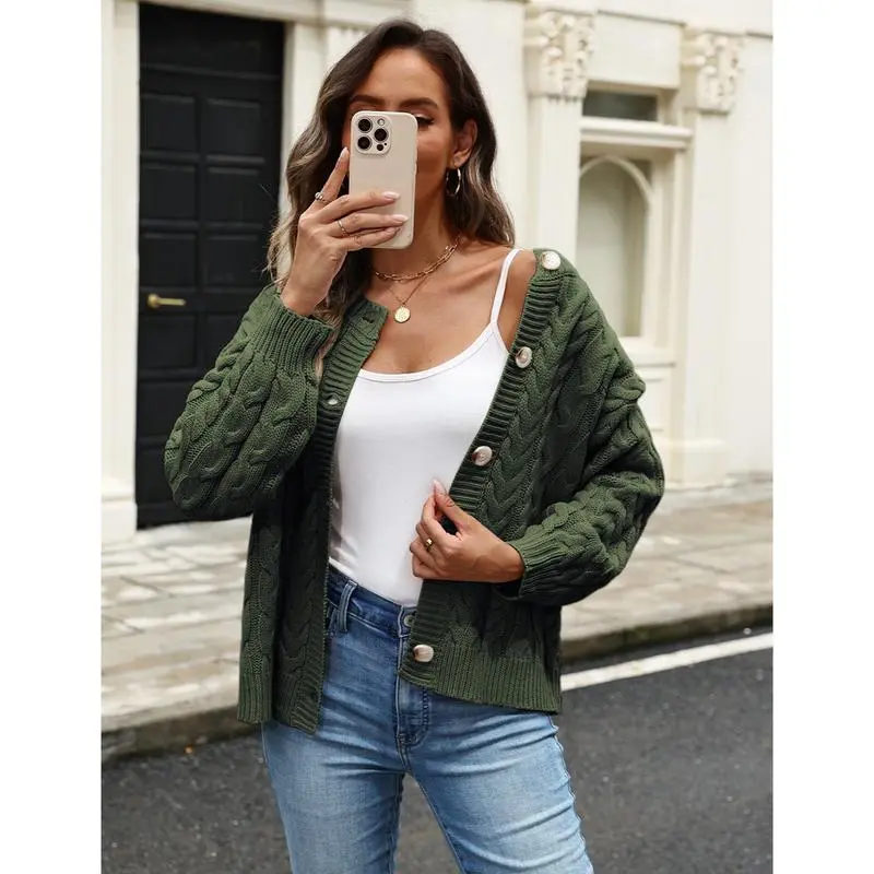 Casual Cable Knit Cardigan Sweaters for Women