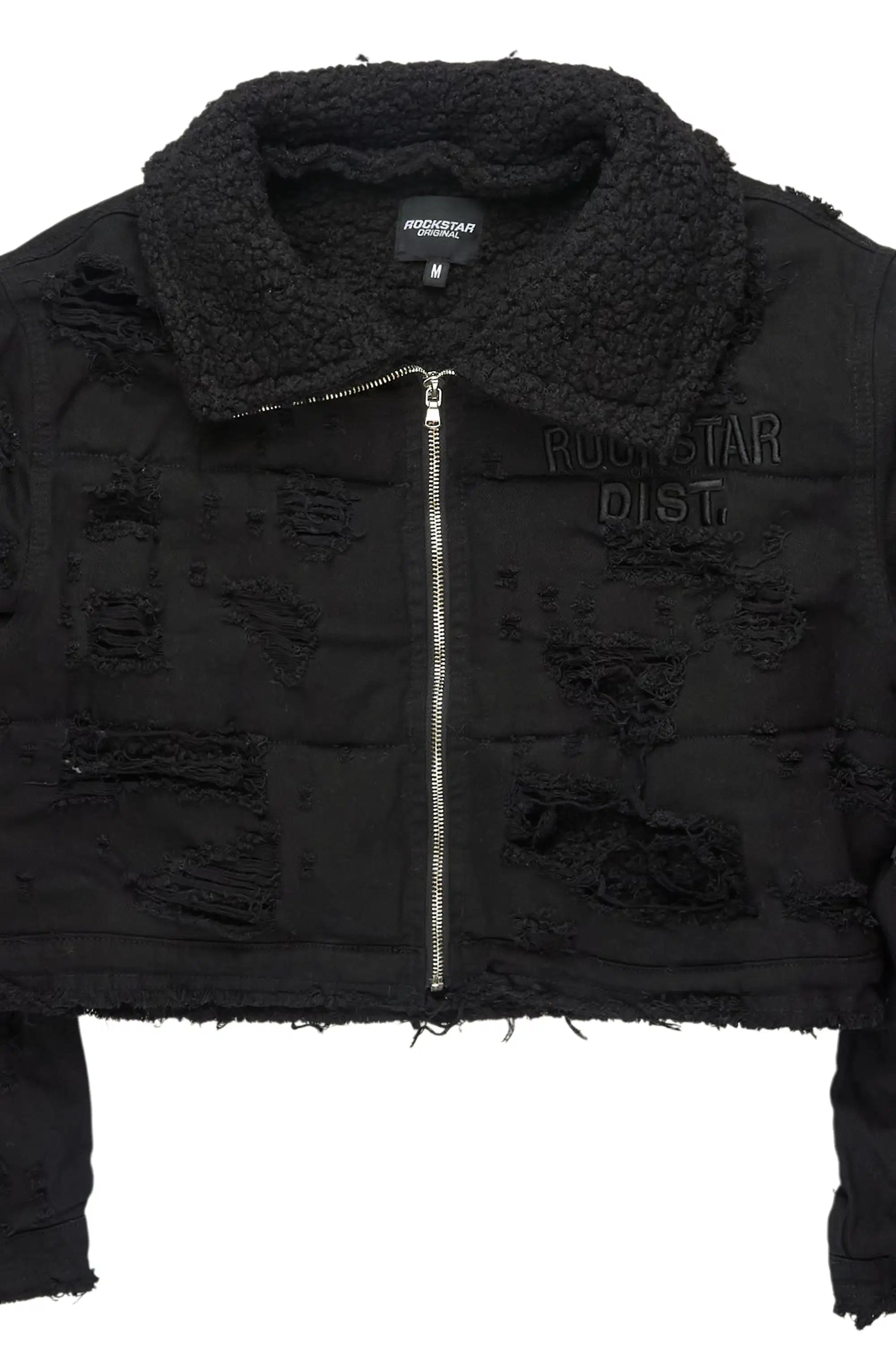 Fara Black/Black Denim Sherpa Puffer Jacket