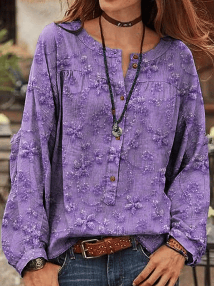 Women's Western Retro Flowers Printed Shirt