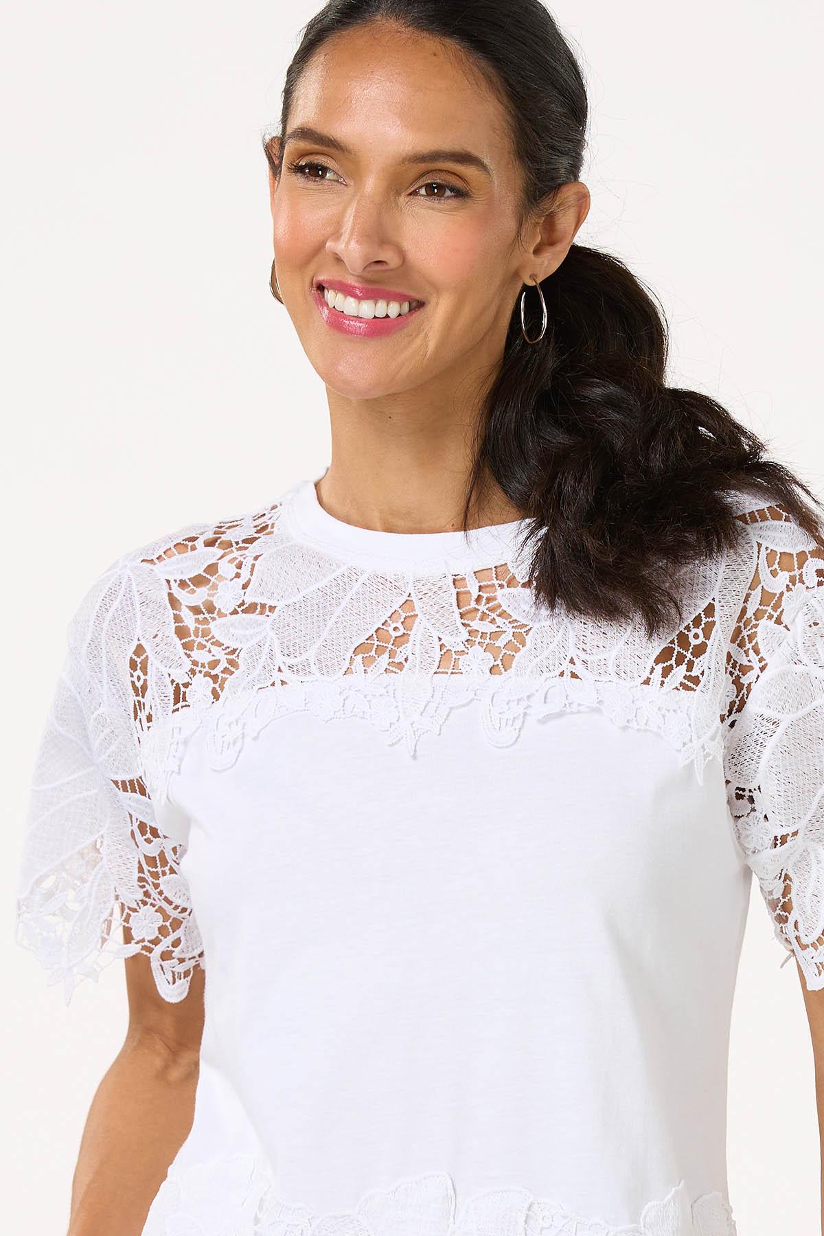 White Floral Lace Top