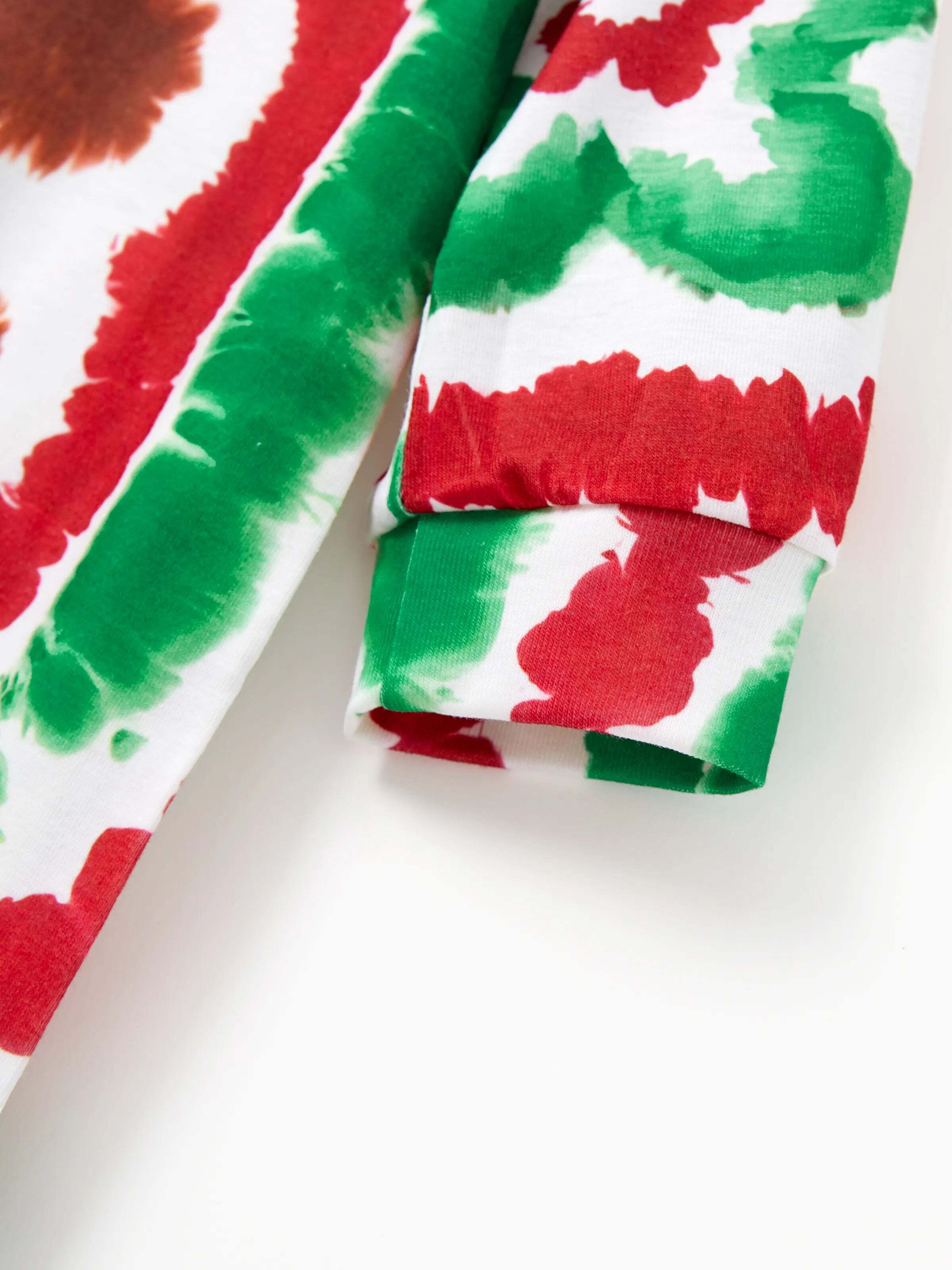 Christmas Family Red&Green Tie-Dye Gingerbread Man Pajamas Sets with Christmas Socks MultiColour