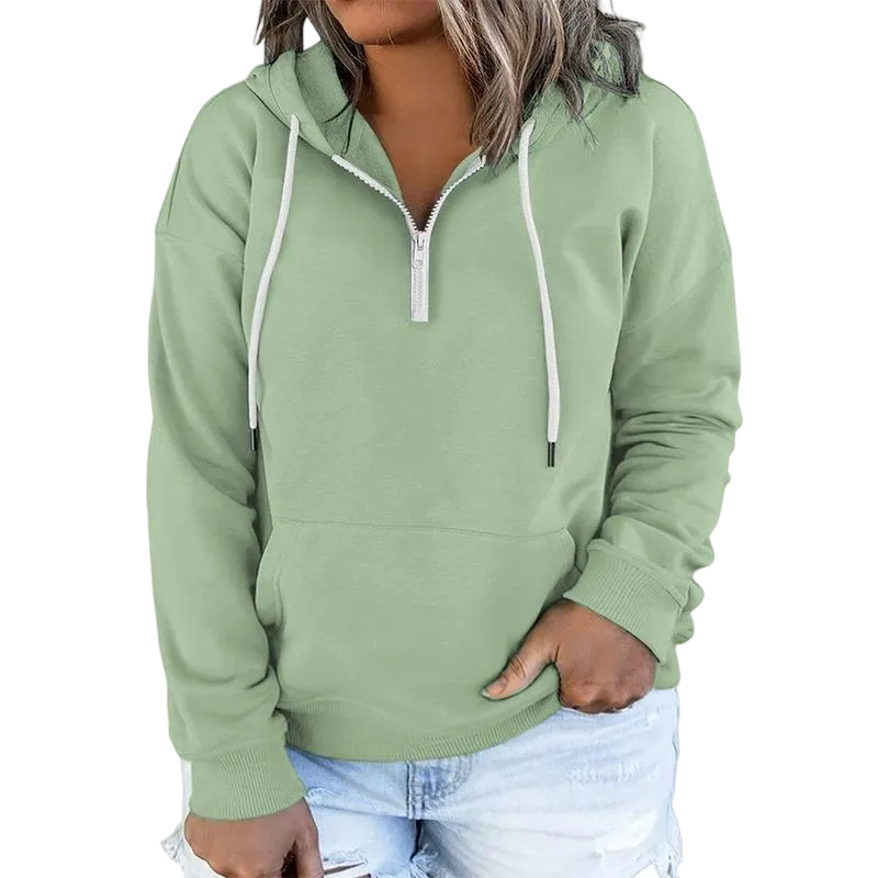 Women's Plus Size Hoodies Quarter Zip-Up Sweatshirts