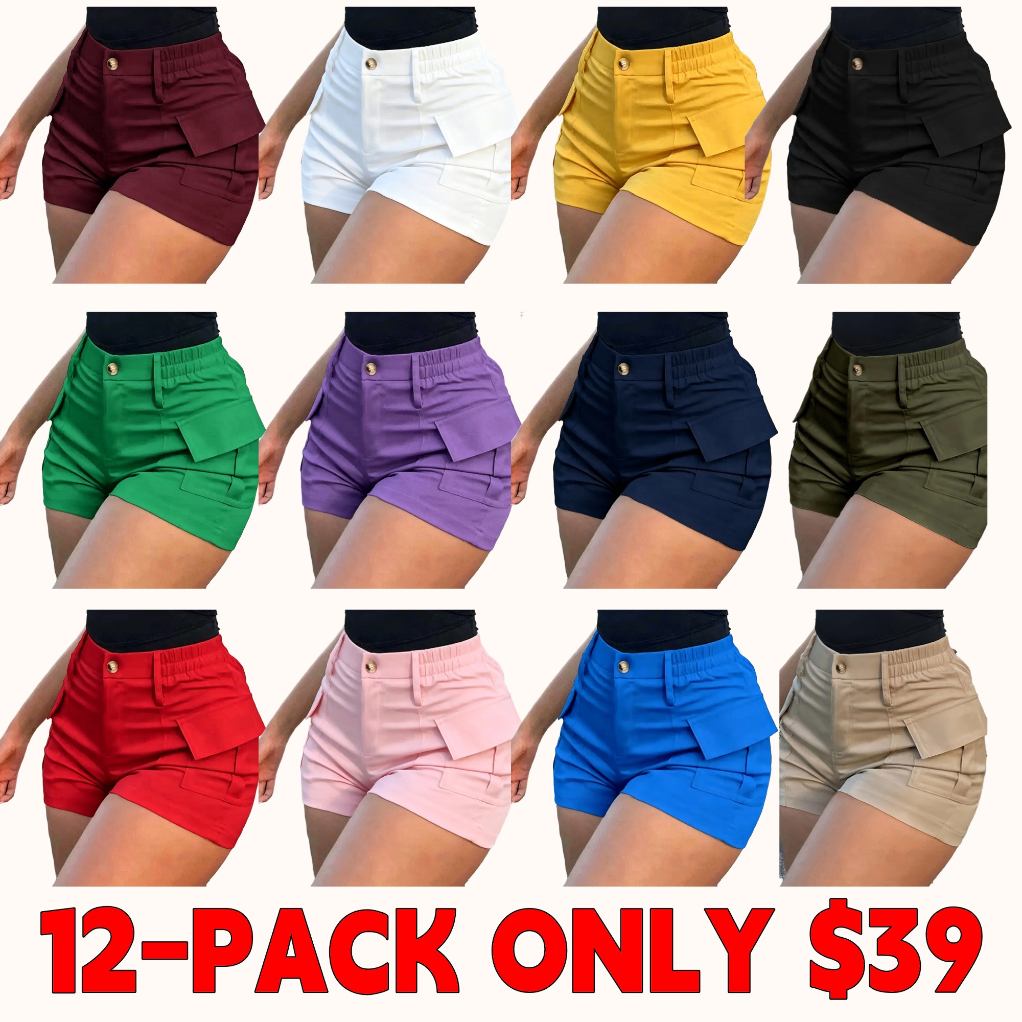 2026 European and American foreign trade cross-border new ebay casual women's high-waisted button street pocket tooling shorts women