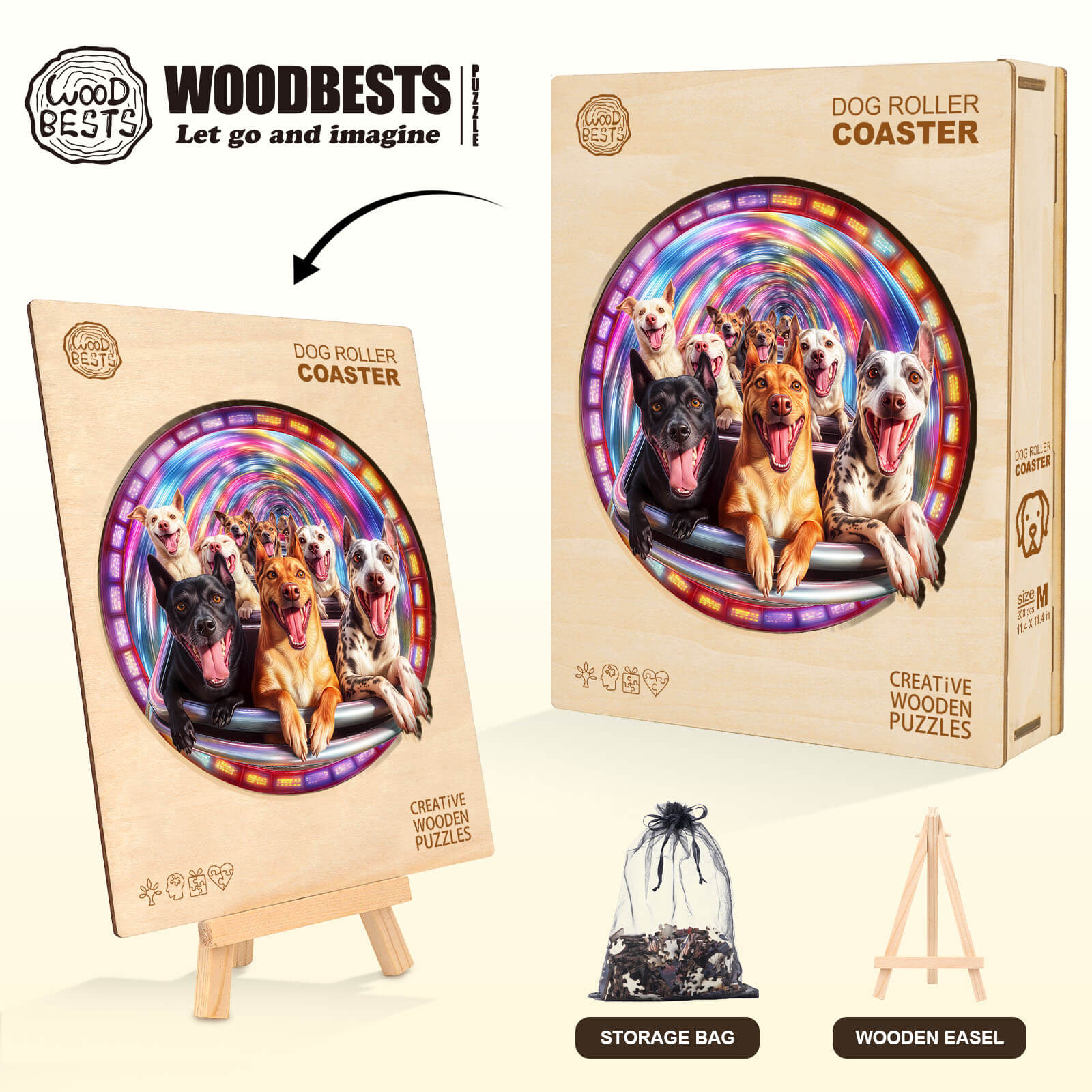 Dog Roller Coaster Wooden Jigsaw Puzzle