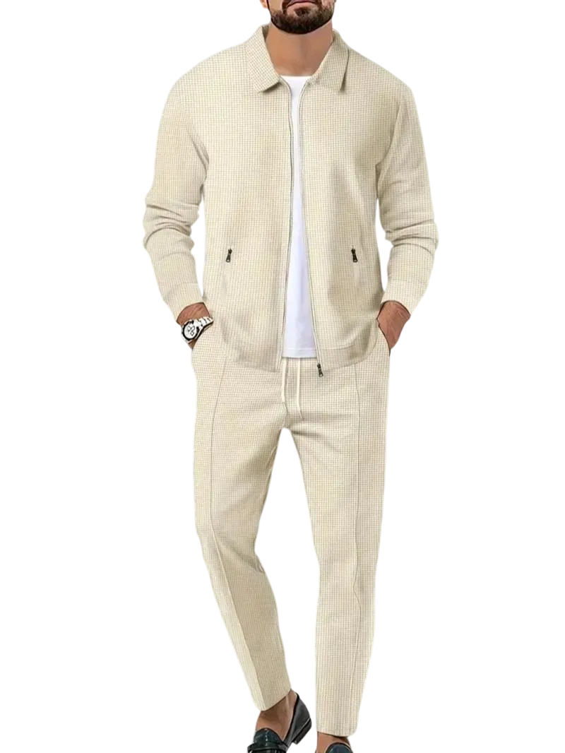 Men's solid color sports two-piece set