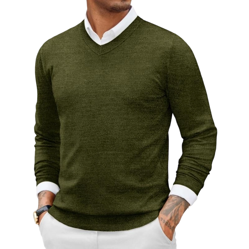 Fall Outfits 2-Pack Knitted Ribbed V-neck Casual Jumper Knitwear Classic Fabric Fashion Menswear Shirt Soft Sweater Office