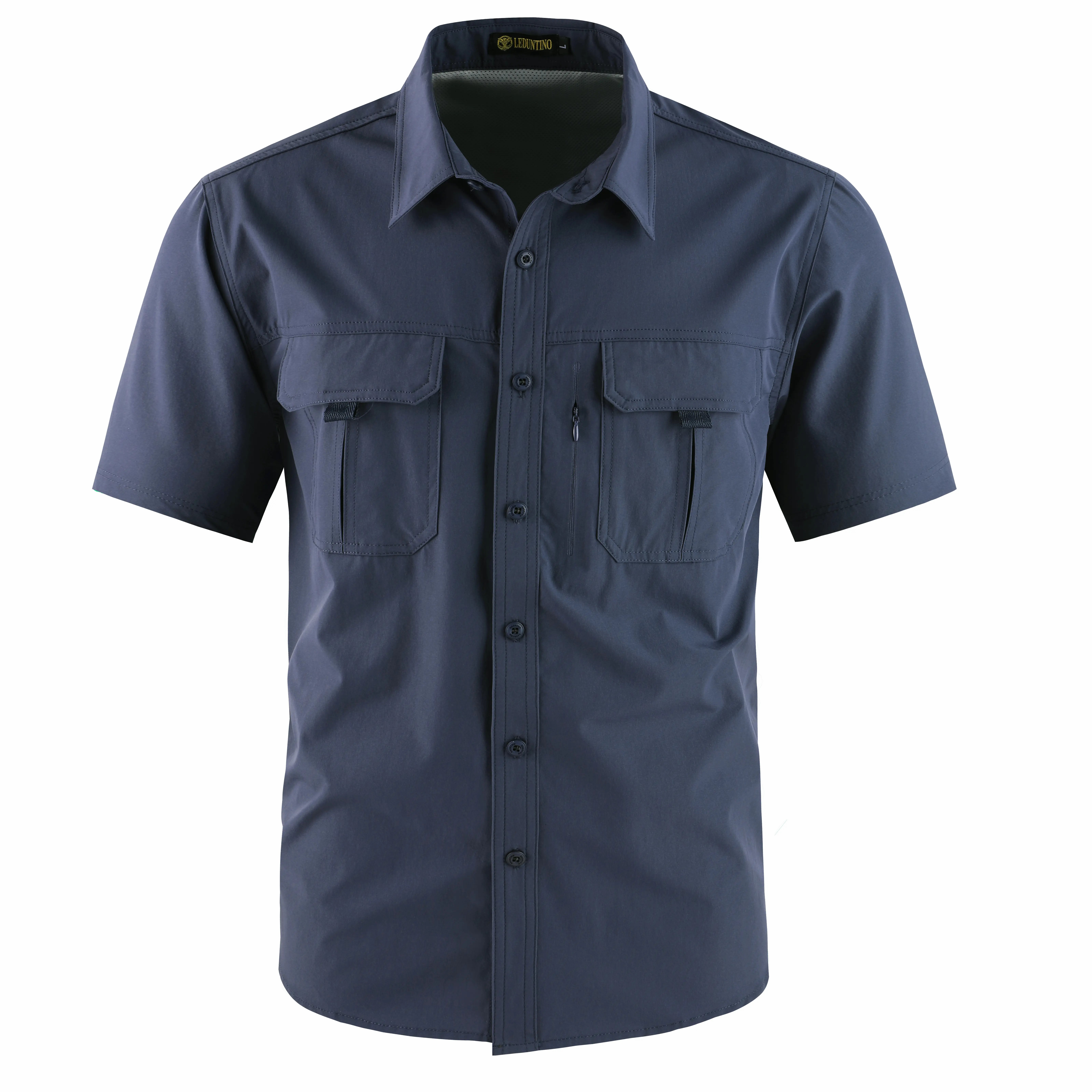 Men's American-Style Solid Color Shirt with Hidden Ventilation Holes