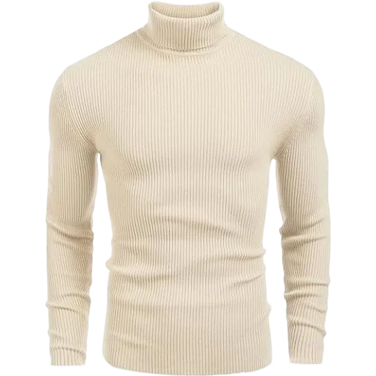 Autumn Men's Knitted Ribbed Turtleneck Slim Fit Basic Sweater