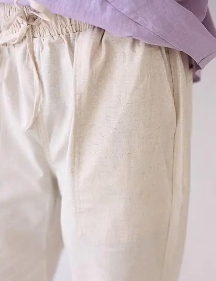 New York Fashion Week Linen Yoga Elastic Beach Vacation Pants Cotton Fabric Bottom