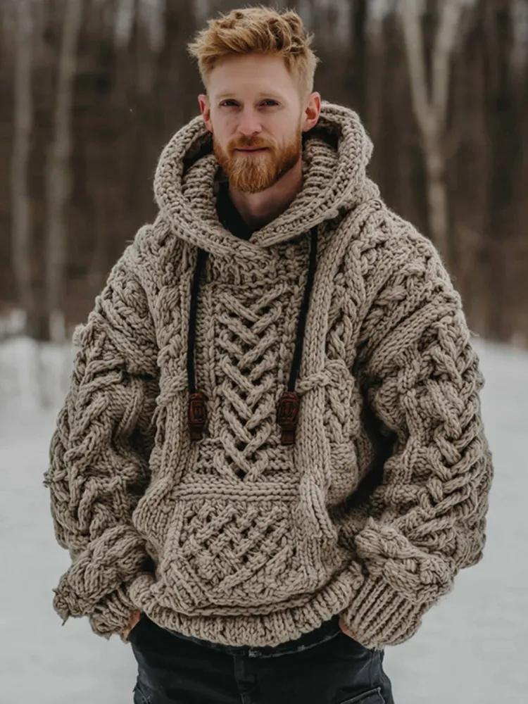 Men's Viking Celtic Knot Geometry Cozy Casual Hooded Sweater