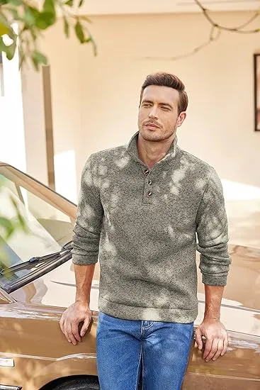 Men's Casual Slim Fit Pullover Sweater Knitted Thermal Sweatshirt.Fleece-lined For Warmth And Wind Protection.Comfortable And Stylish