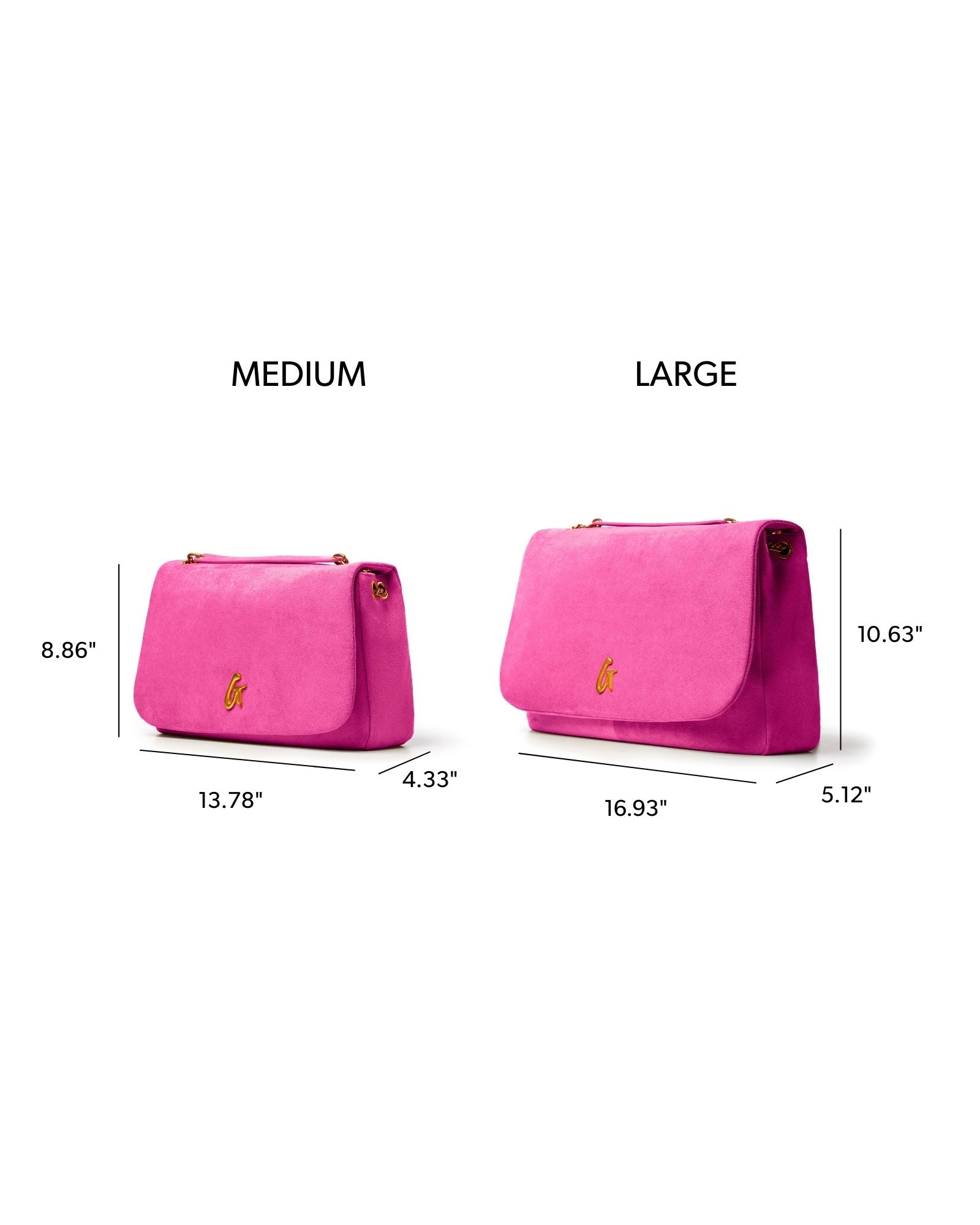 LARGE SUEDE FLAP BAG - HOT PINK