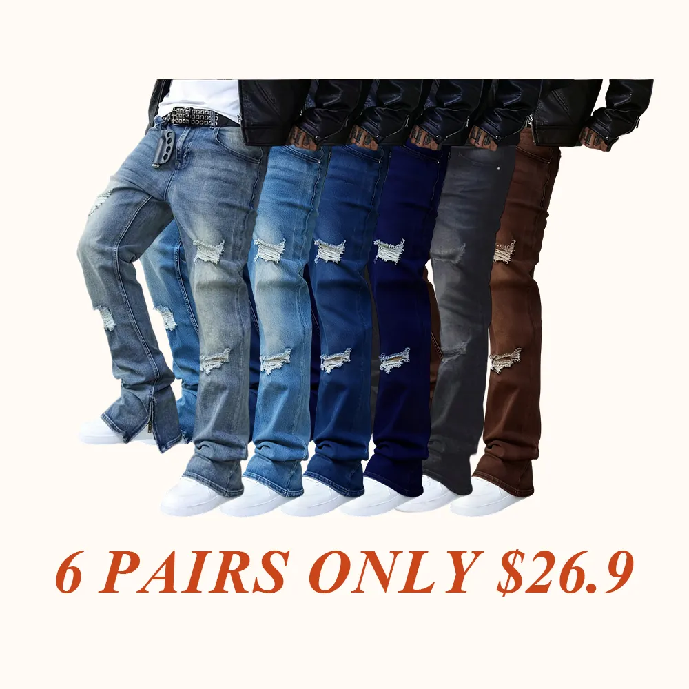 Men's Fashion Jeans, Loose Straight Casual Pants, American Retro Style, Slight Flare Design