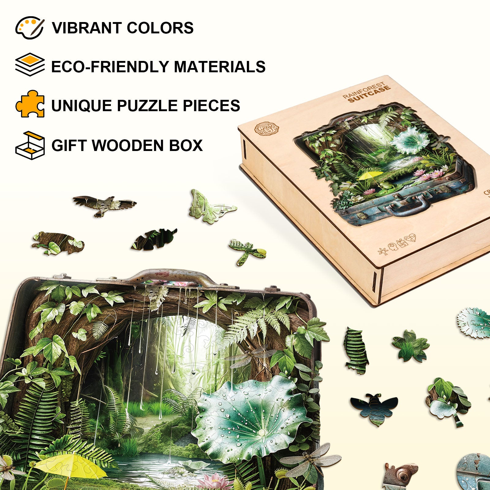 Rainforest Suitcase Wooden Jigsaw Puzzle