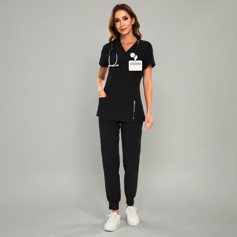 Set for Women - Stretch V-Neck Scrub Top & Jogger Pant with 8 Pockets COZY SCRUBS