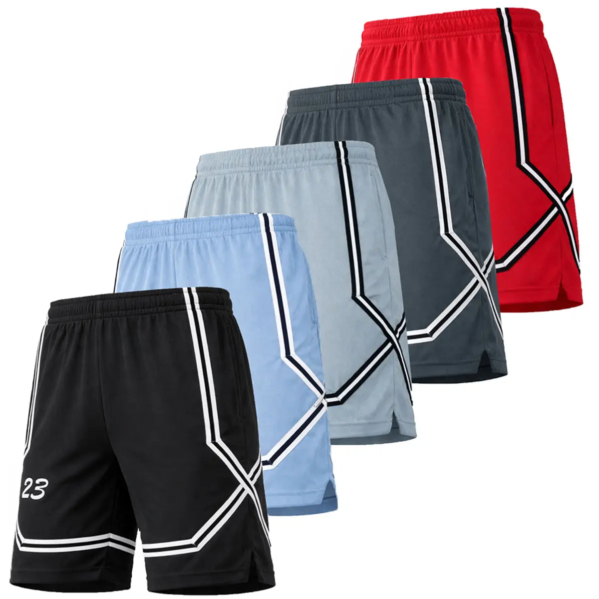 Men's 5-Pack Premium Active Moisture Wicking Workout Mesh Shorts With Trim Summer Outdoor Bottoms