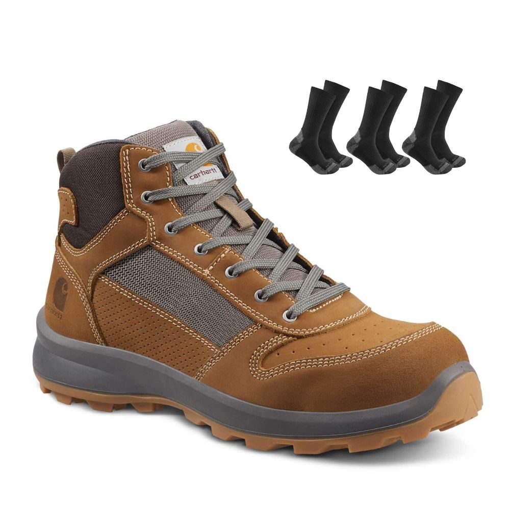CHT Special Offer Michigan Work Boots F700909 Pack - Michigan S1P Composite Safety Toe Mid-Cut Sneaker Work Boots + 3 Pack CHT Socks