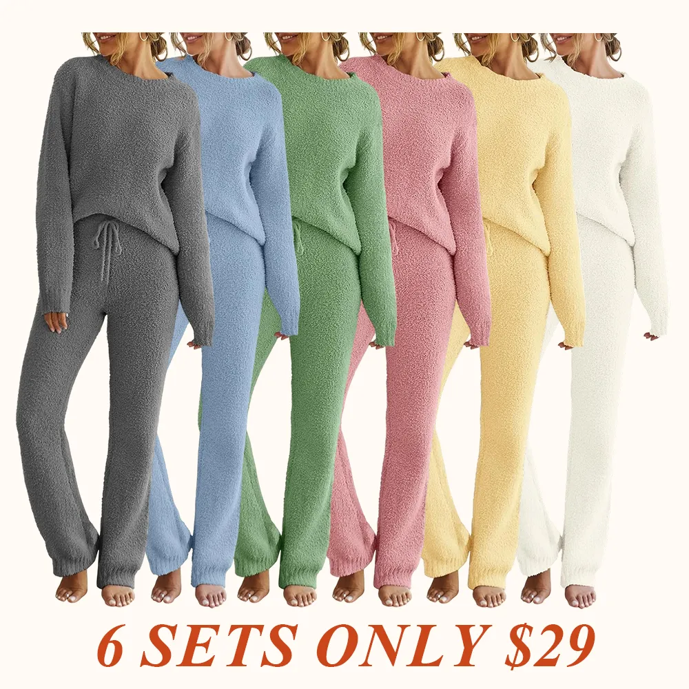 Womens Pajama Sets 2025 Fall Lounge Sweater Set