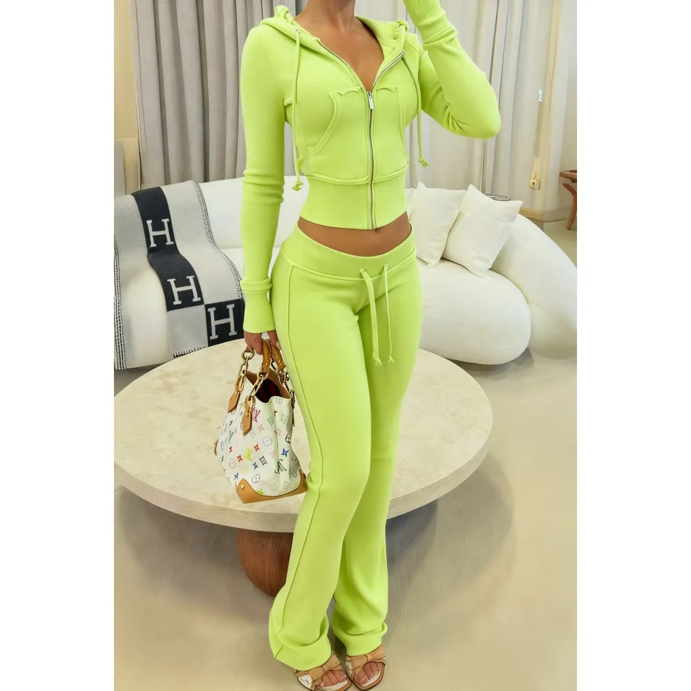 Women's Cropped Zip-Up Two-Piece Set