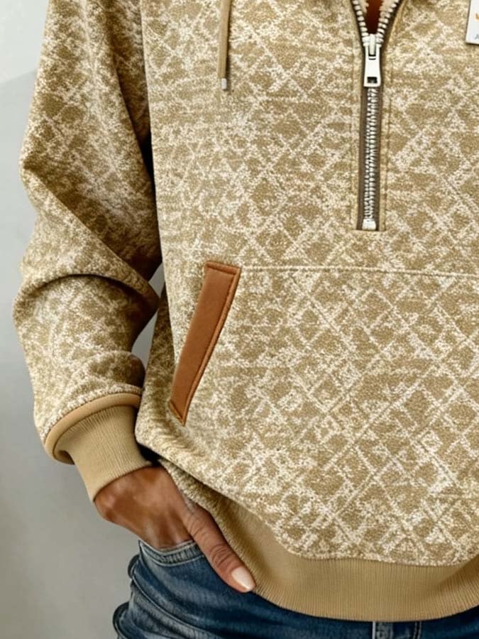 Women'S Casual Color-Blocked Pullover Sweatshirt