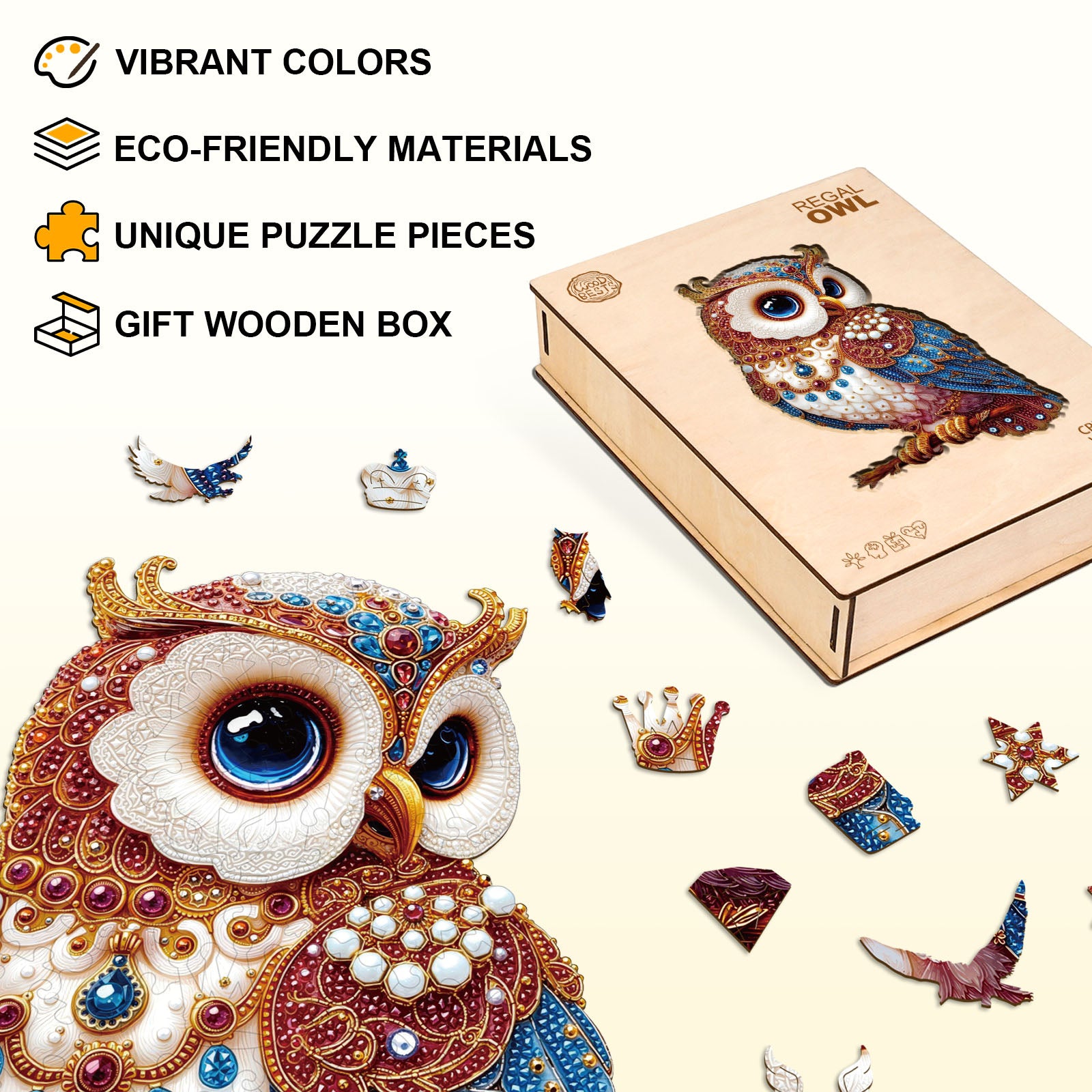 Regal Owl Wooden Jigsaw Puzzle