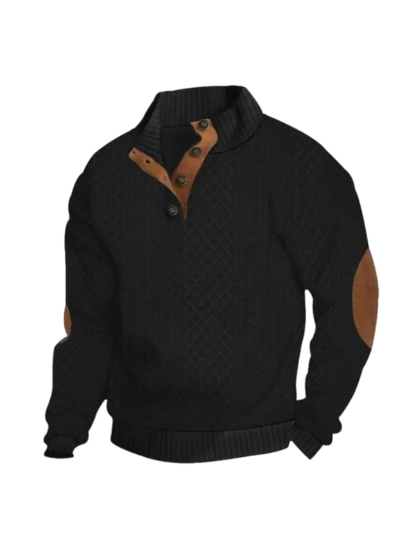 Men's color-blocked jacquard button-down sweatshirt