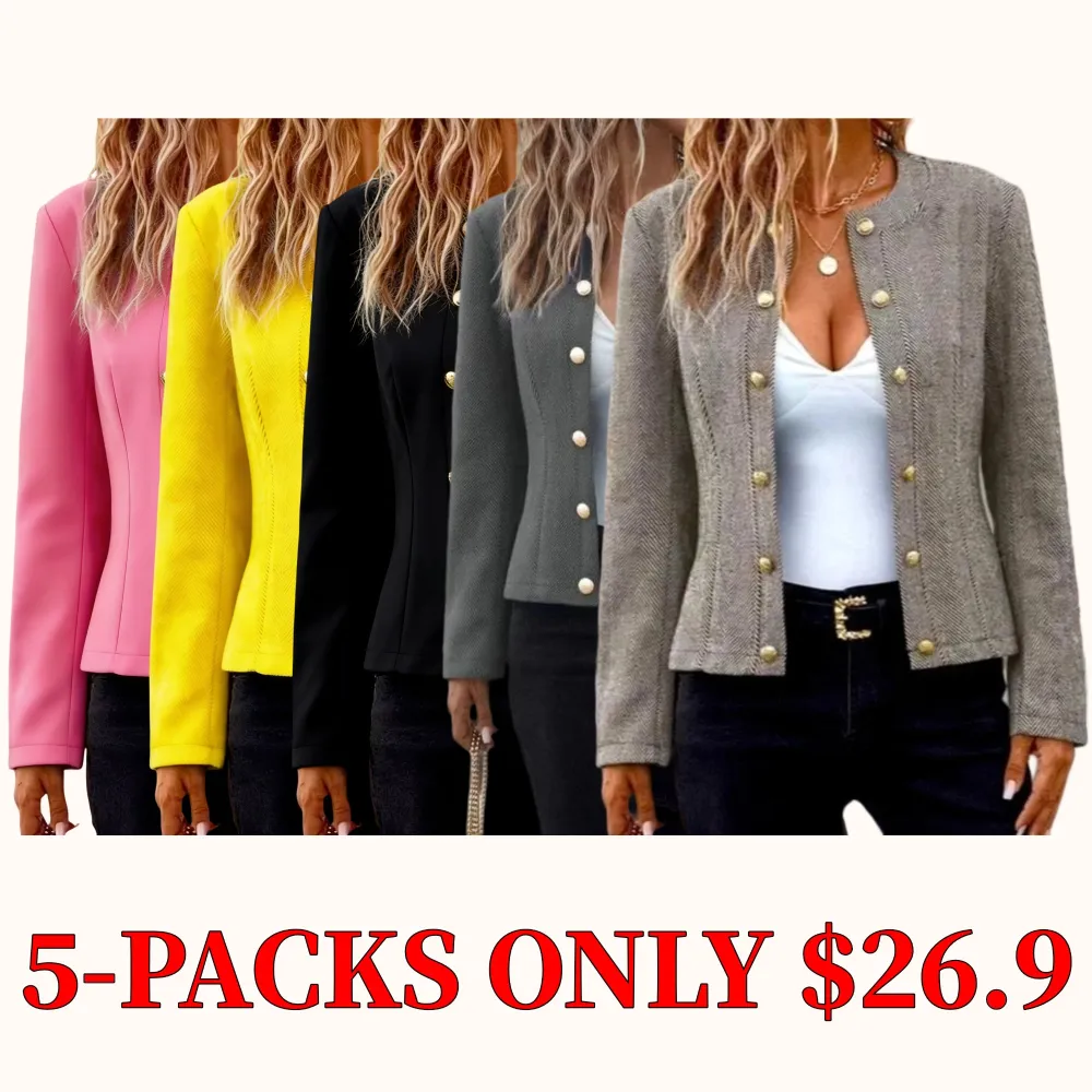 Women's fashionable slim-fit jacket with button embellishments
