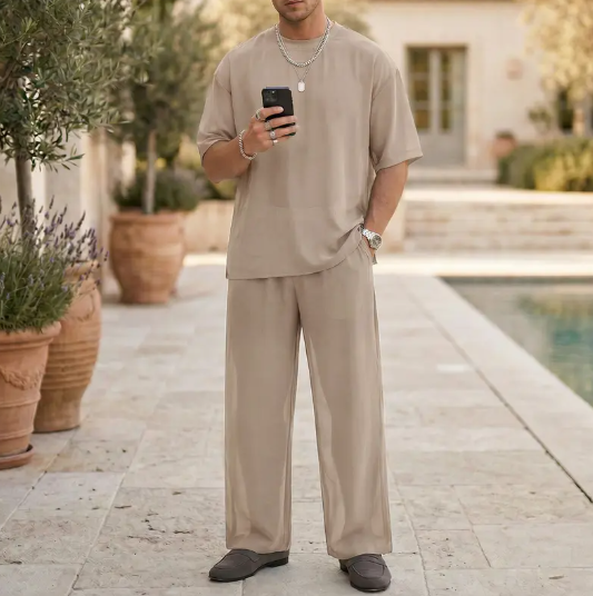 Men's Spring/Summer Minimalist Oversize Sheer Set Cool Breathable Chiffon