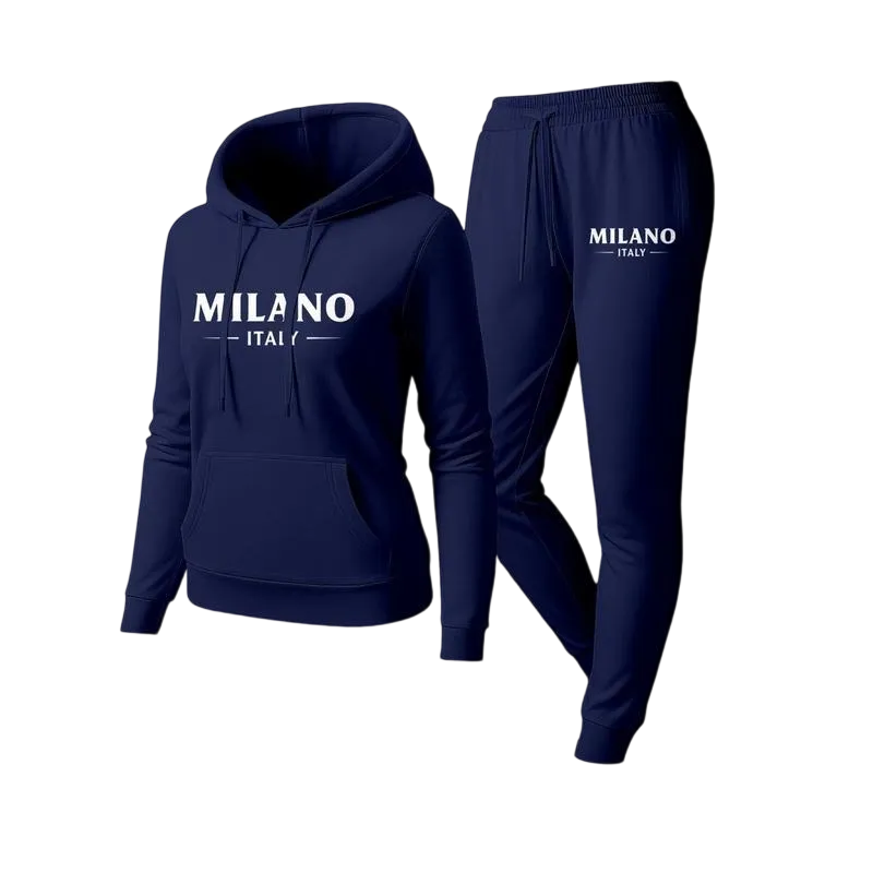 Women's Milan city print hoodie and drawstring track pants set