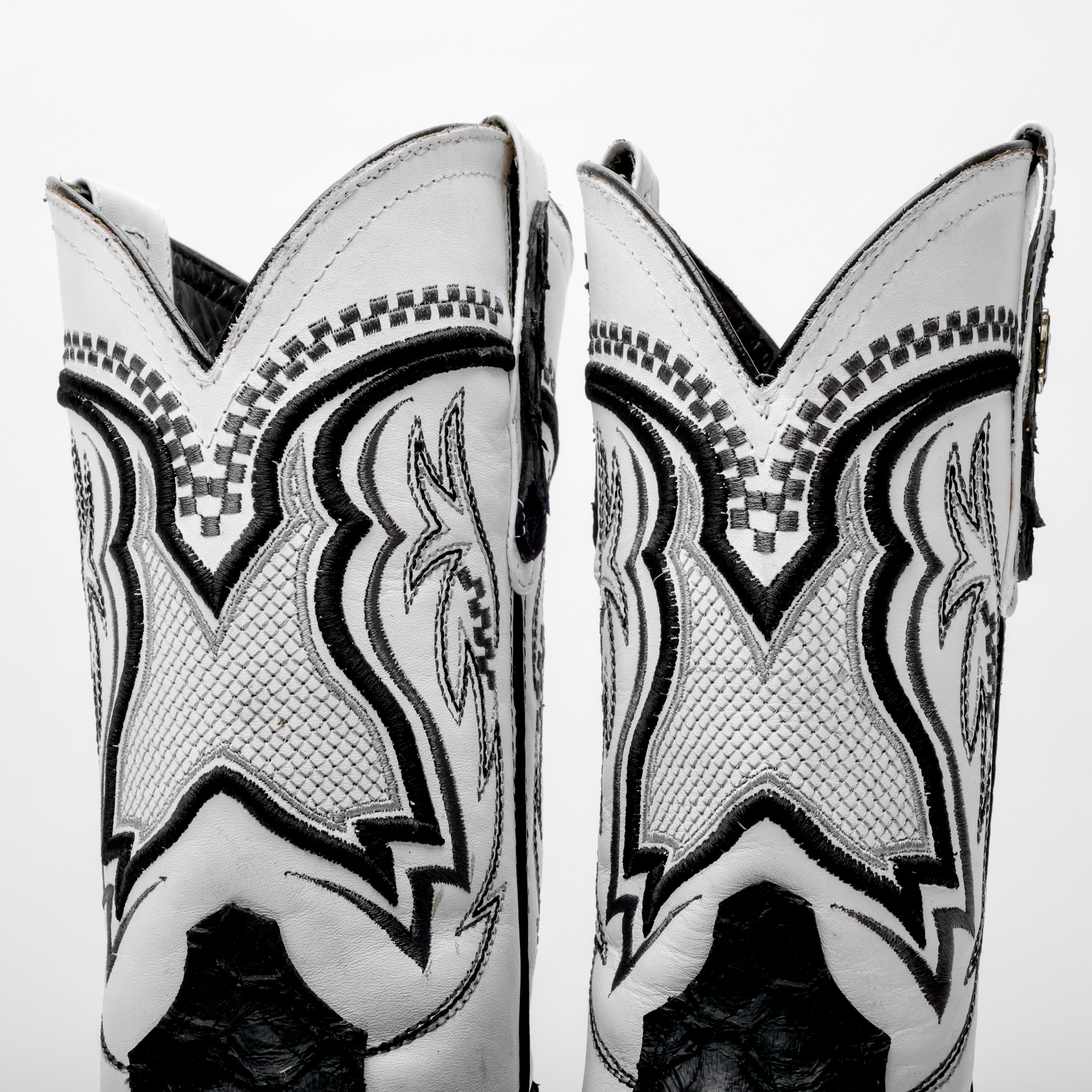 Black Mini Pirarucu Leather Boots - Square Toe