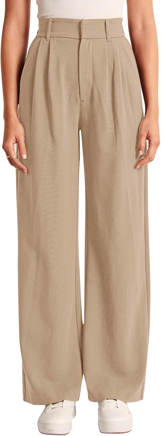 High-Waisted Work Pants for Women – Business Casual Office Trousers with Pockets