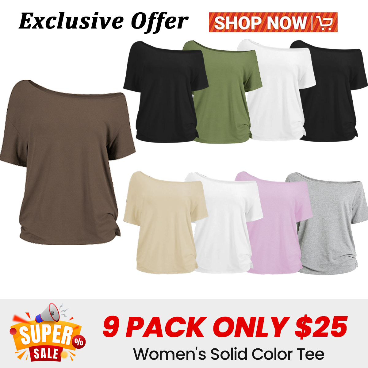 💝 Last day, Don’t miss out⏰Women's Solid Basic Short Sleeve Tee - All-Season