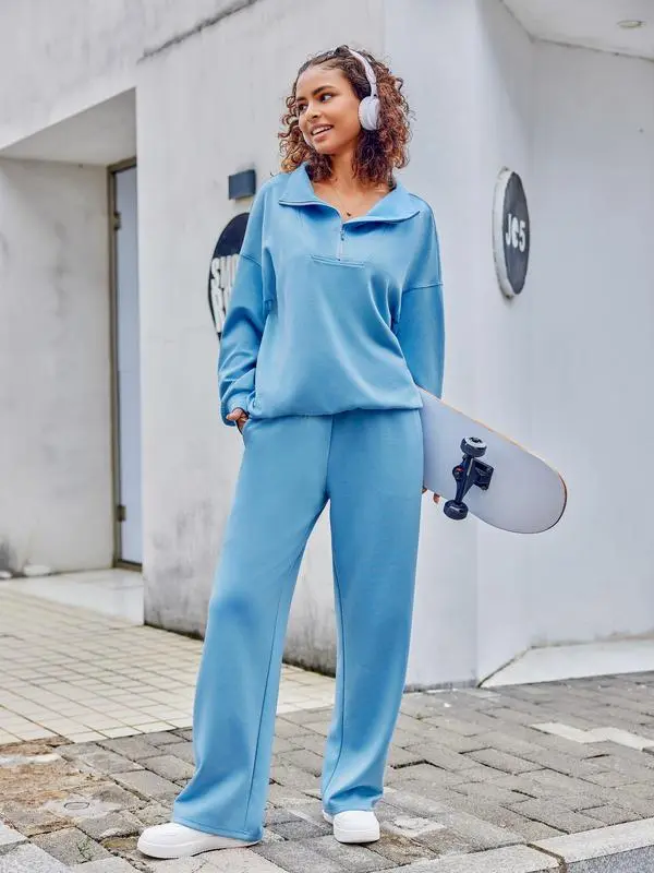 Women's 2-Piece Lounge Set – Half-Zip Pullover & Jogger Pants